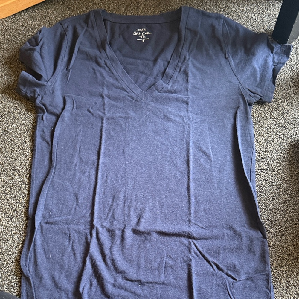 J. Crew Women's Deep Blue V-Neck Tee